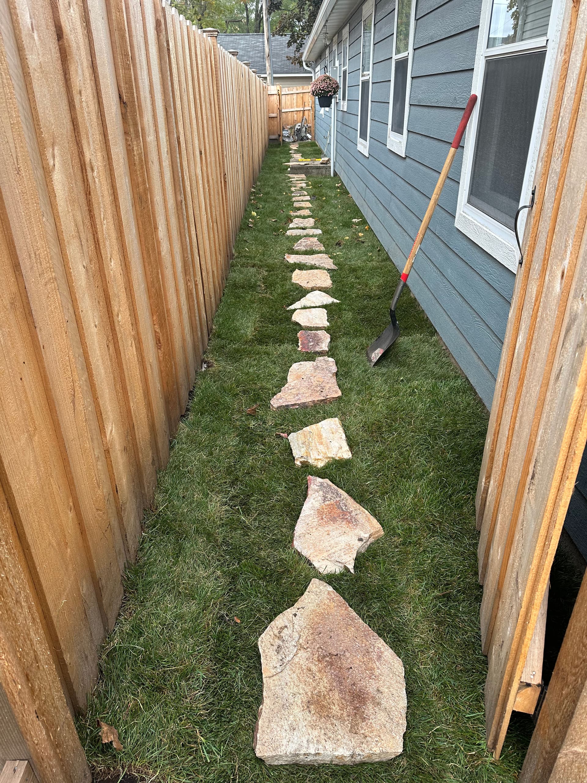 Gallery photos for Transforming a Weedy Side Yard into a Beautiful Stone Pathway: Image #6